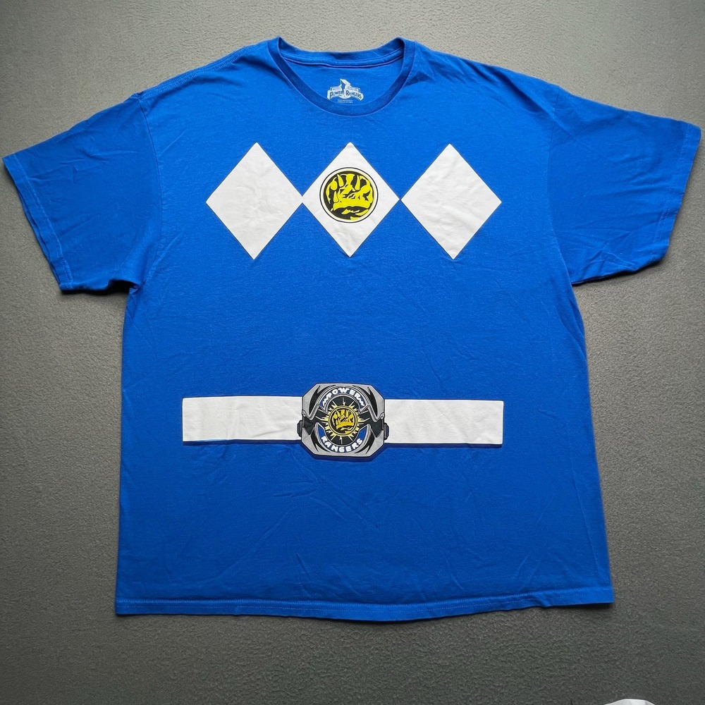 Power Rangers Men T-Shirt Blue Cotton XXL Costume Graphic 90s Nostalgia Tee
